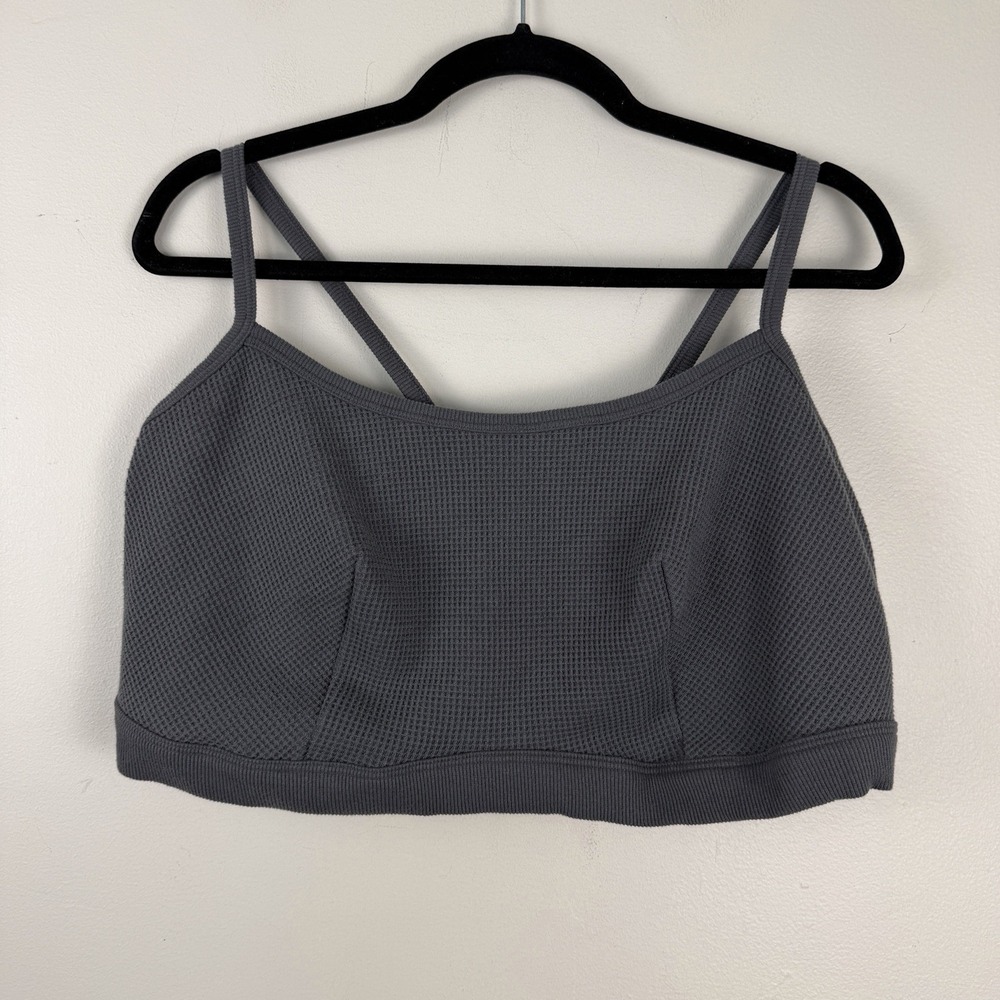 Auden Unlined Bralette Bra Women's 2X Gray Waffle Knit Pullover Stretch Casual